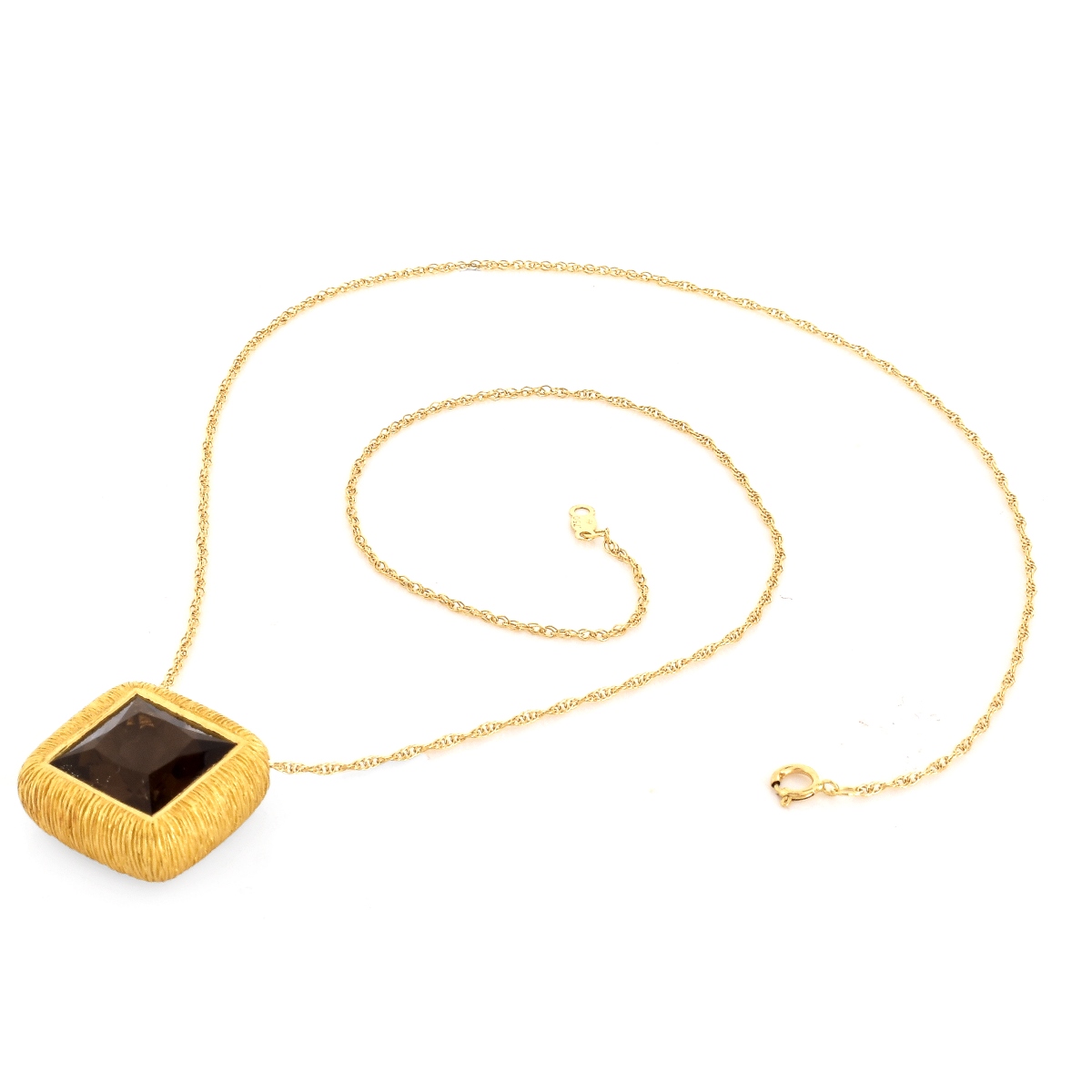 Smokey Quartz and 18K Gold Necklace