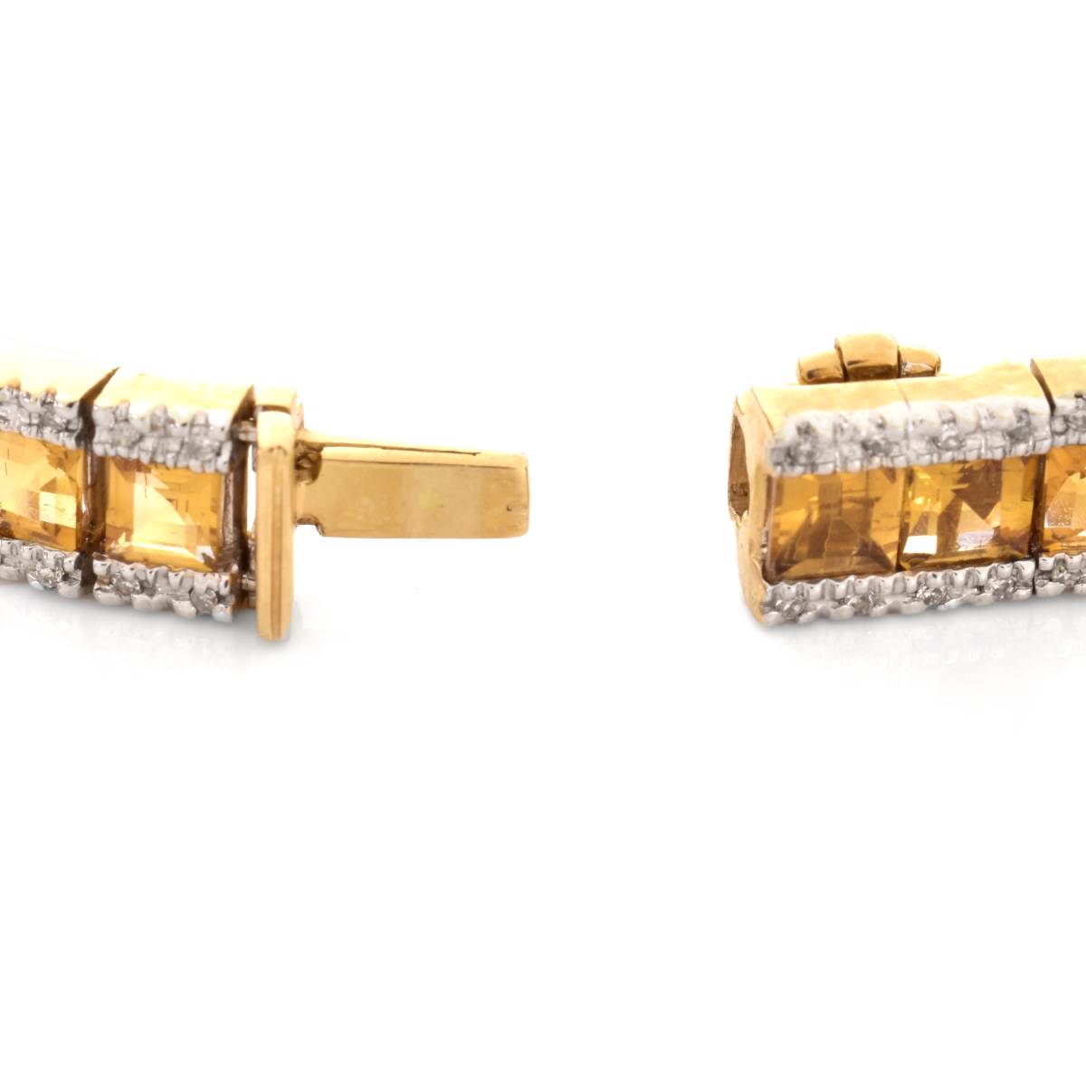 Citrine, Diamond and 14K Gold Line Bracelet