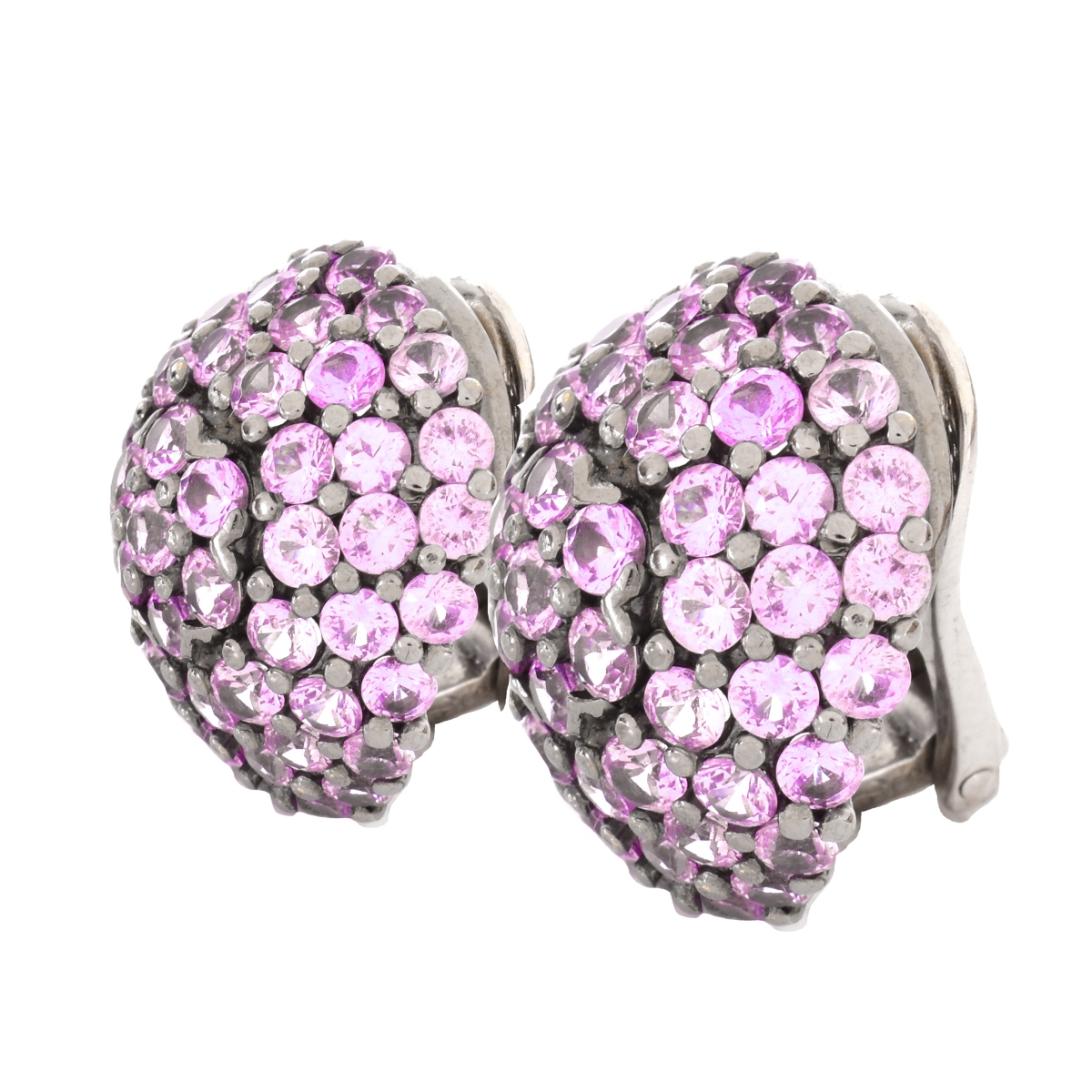 Pink Sapphire and 18K Gold Ear Clips