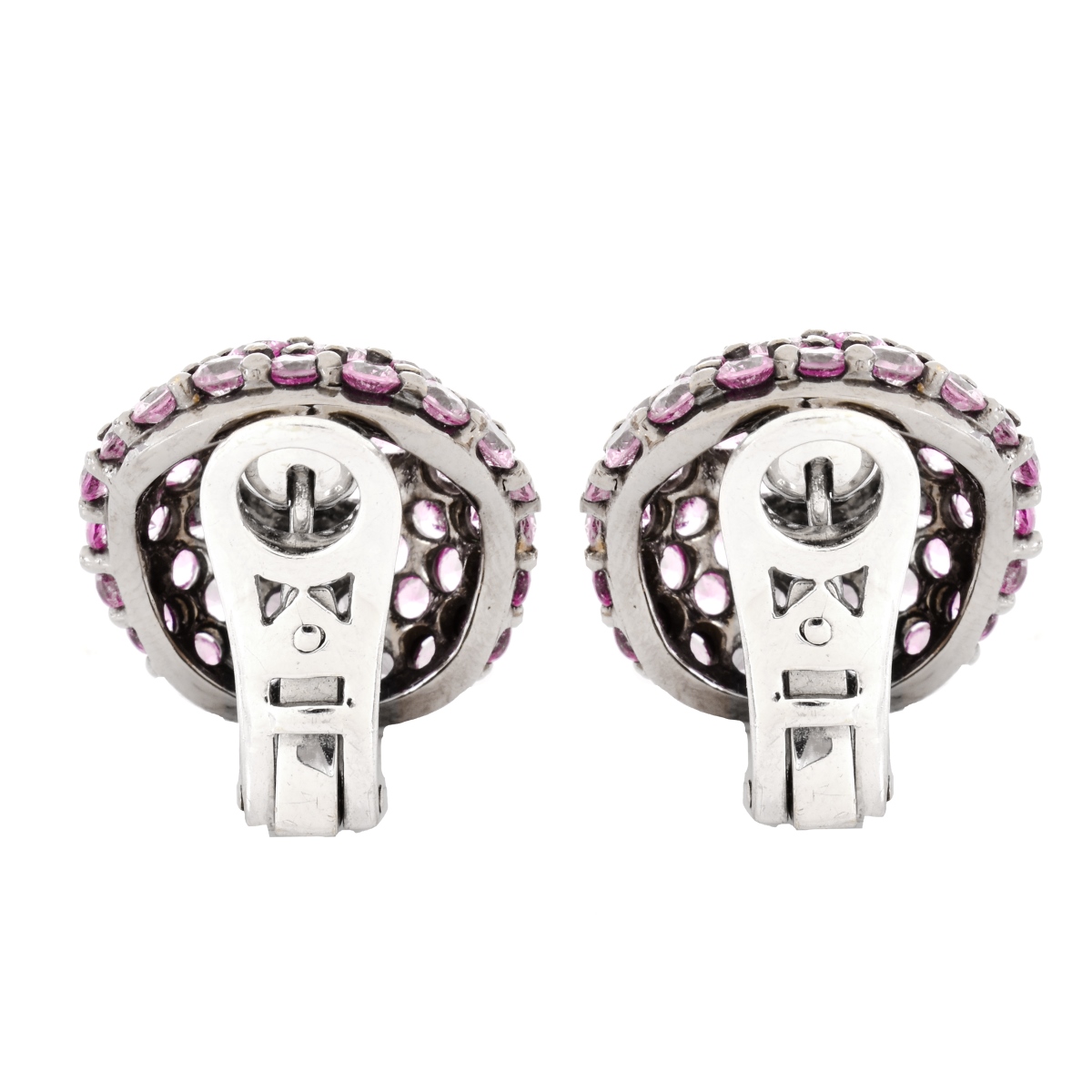 Pink Sapphire and 18K Gold Ear Clips