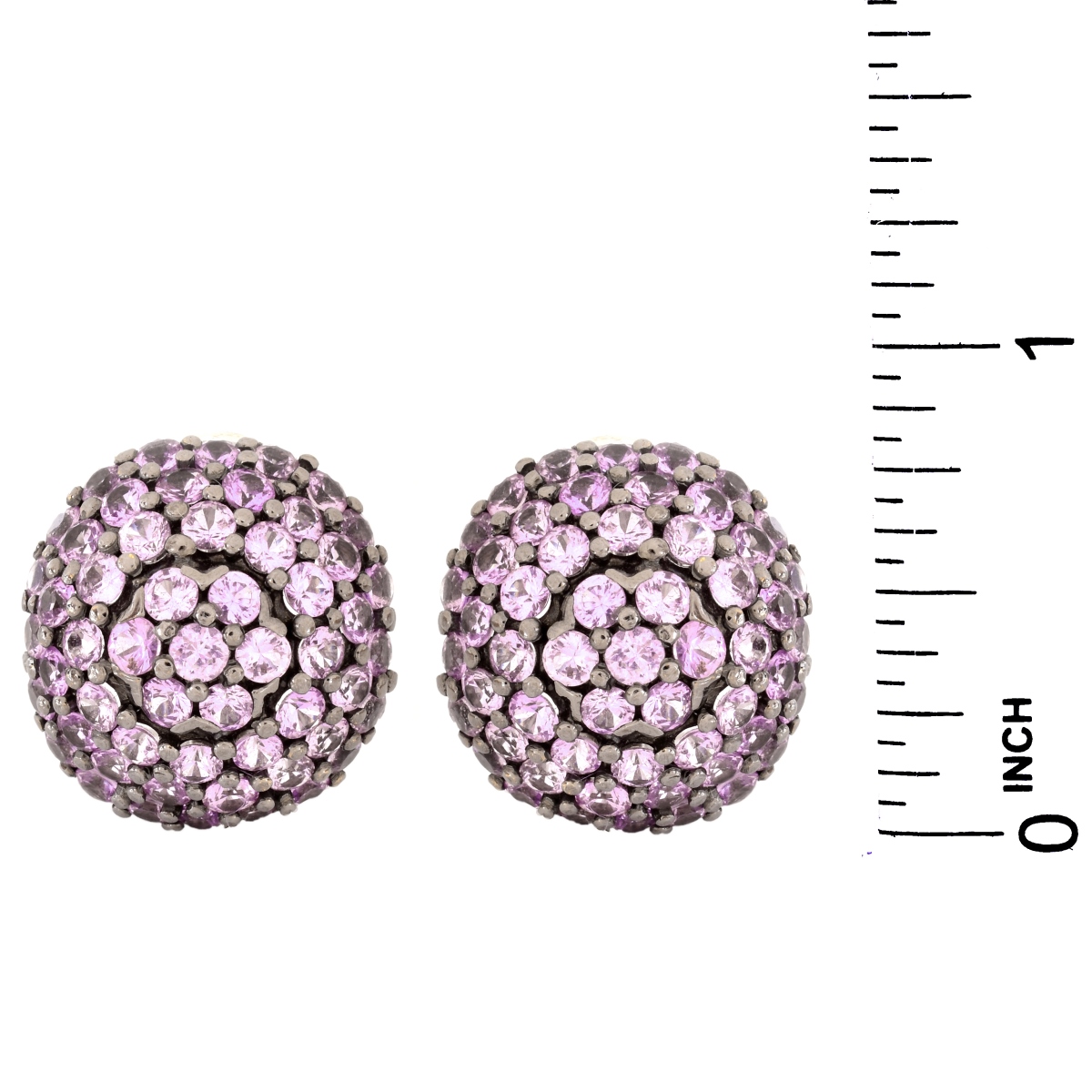 Pink Sapphire and 18K Gold Ear Clips