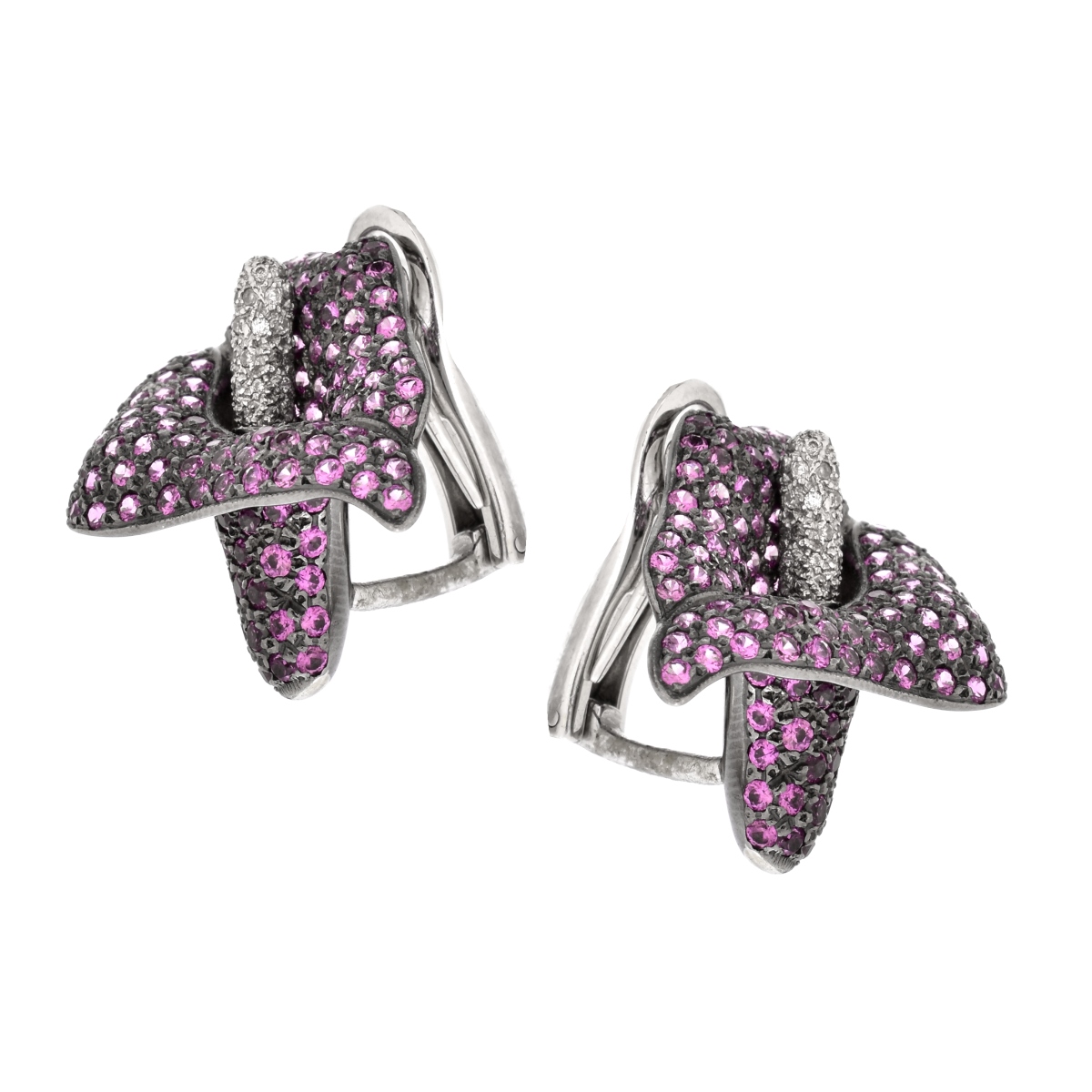Pink Sapphire, Diamond and 18K Gold Pin