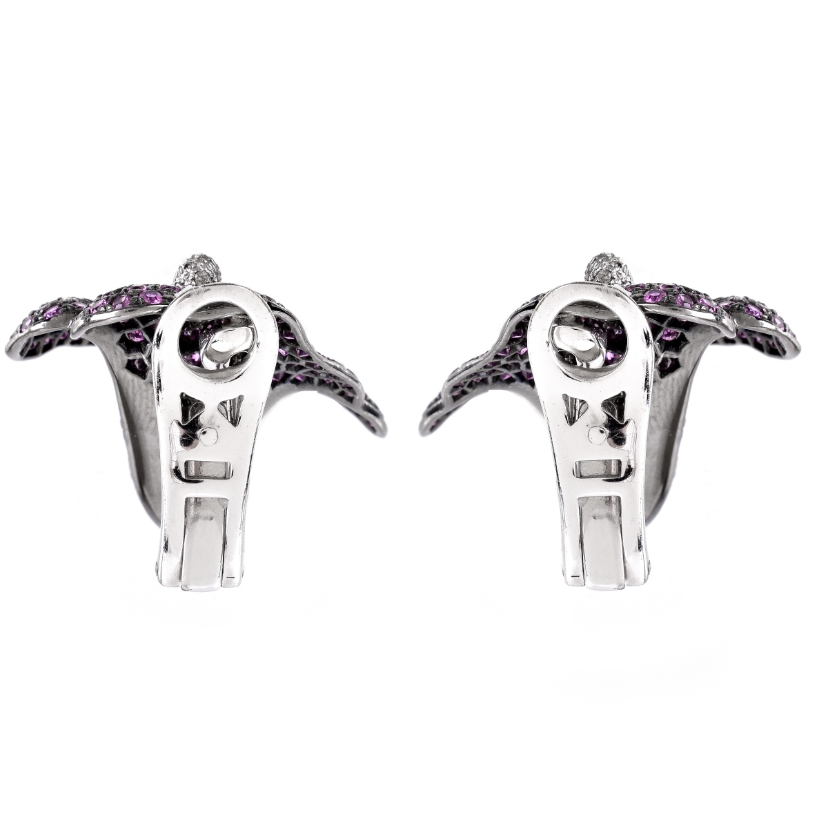 Pink Sapphire, Diamond and 18K Gold Pin