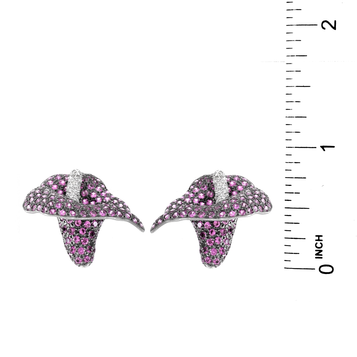 Pink Sapphire, Diamond and 18K Gold Pin
