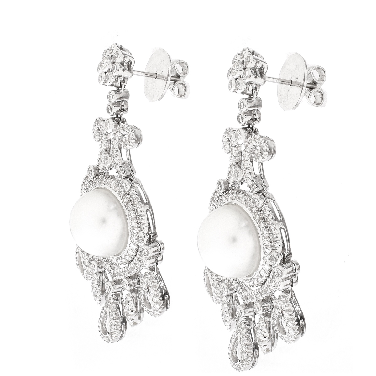 Diamond, Pearl and 18K Gold Earrings