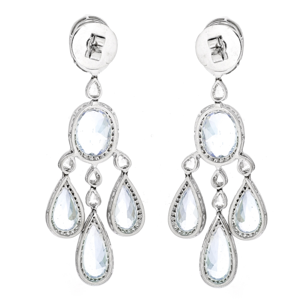 Aquamarine, Diamond and 18K Gold Earrings