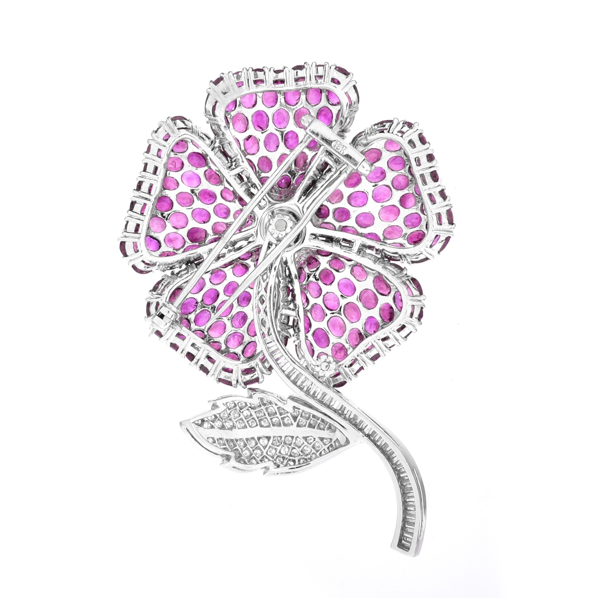 Burma Ruby, Diamond and 18K Gold Brooch