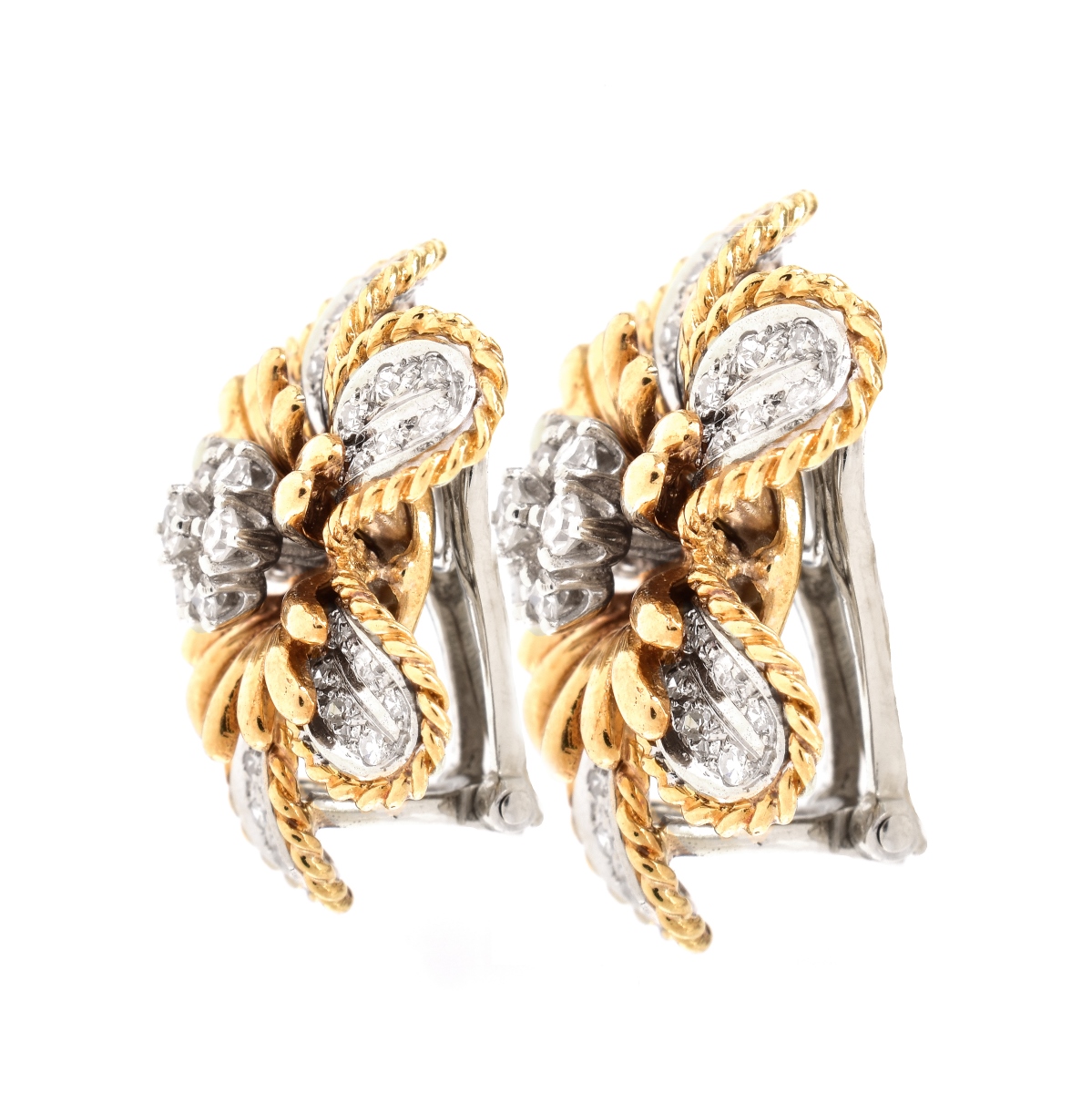 Diamond and 14K Gold Ear Clips