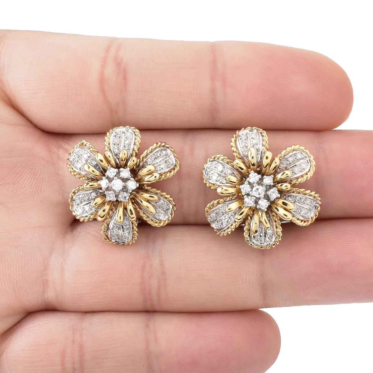 Diamond and 14K Gold Ear Clips