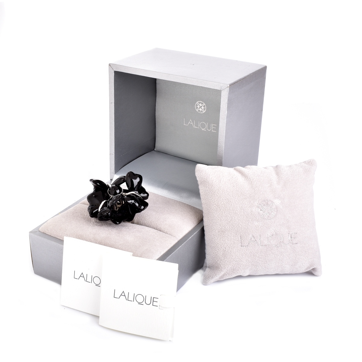 Lalique Black Crystal Necklace and Ring