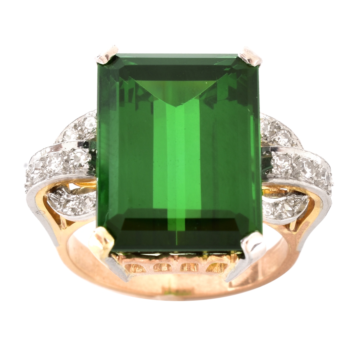 French Tourmaline, Diamond and 18K Gold Ring