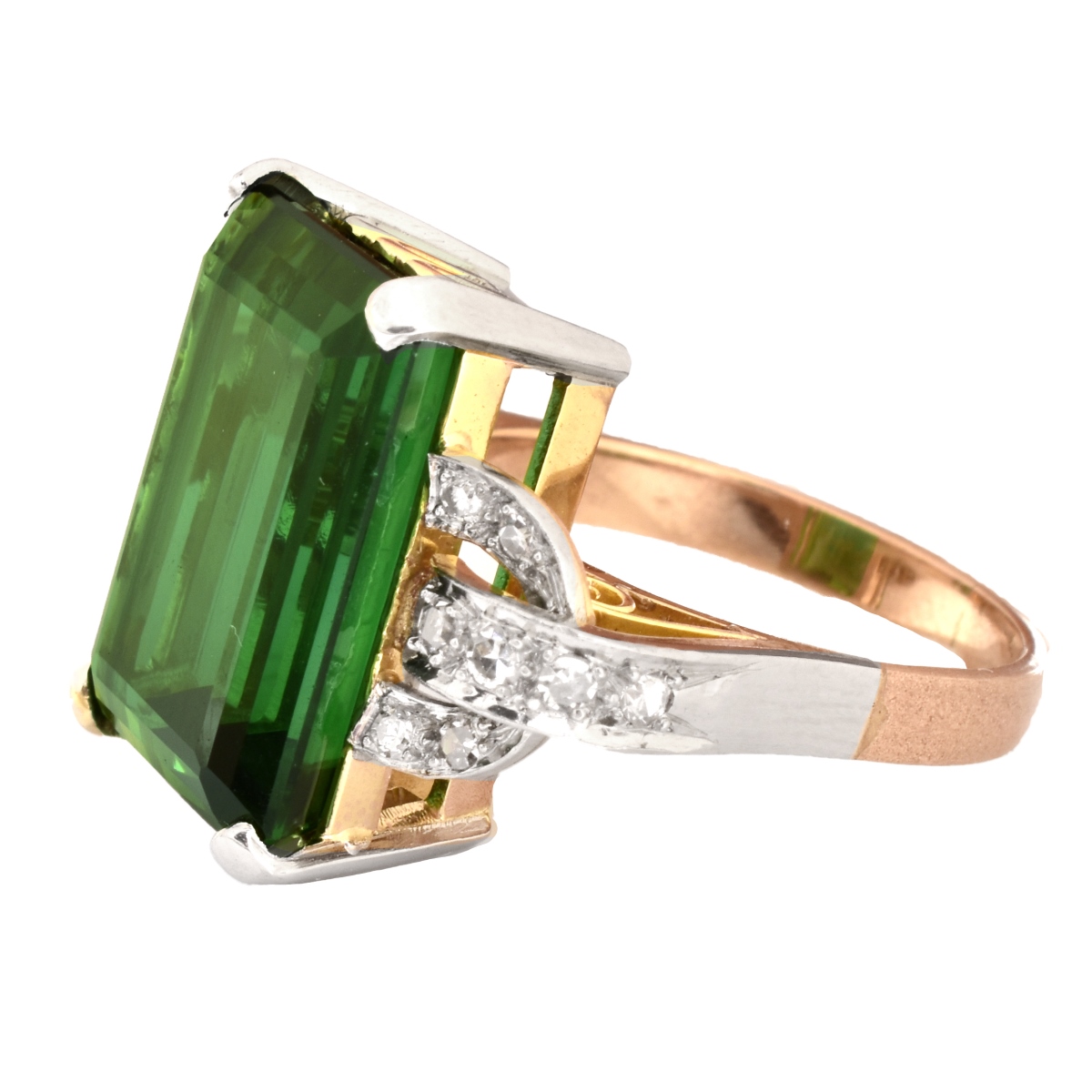 French Tourmaline, Diamond and 18K Gold Ring