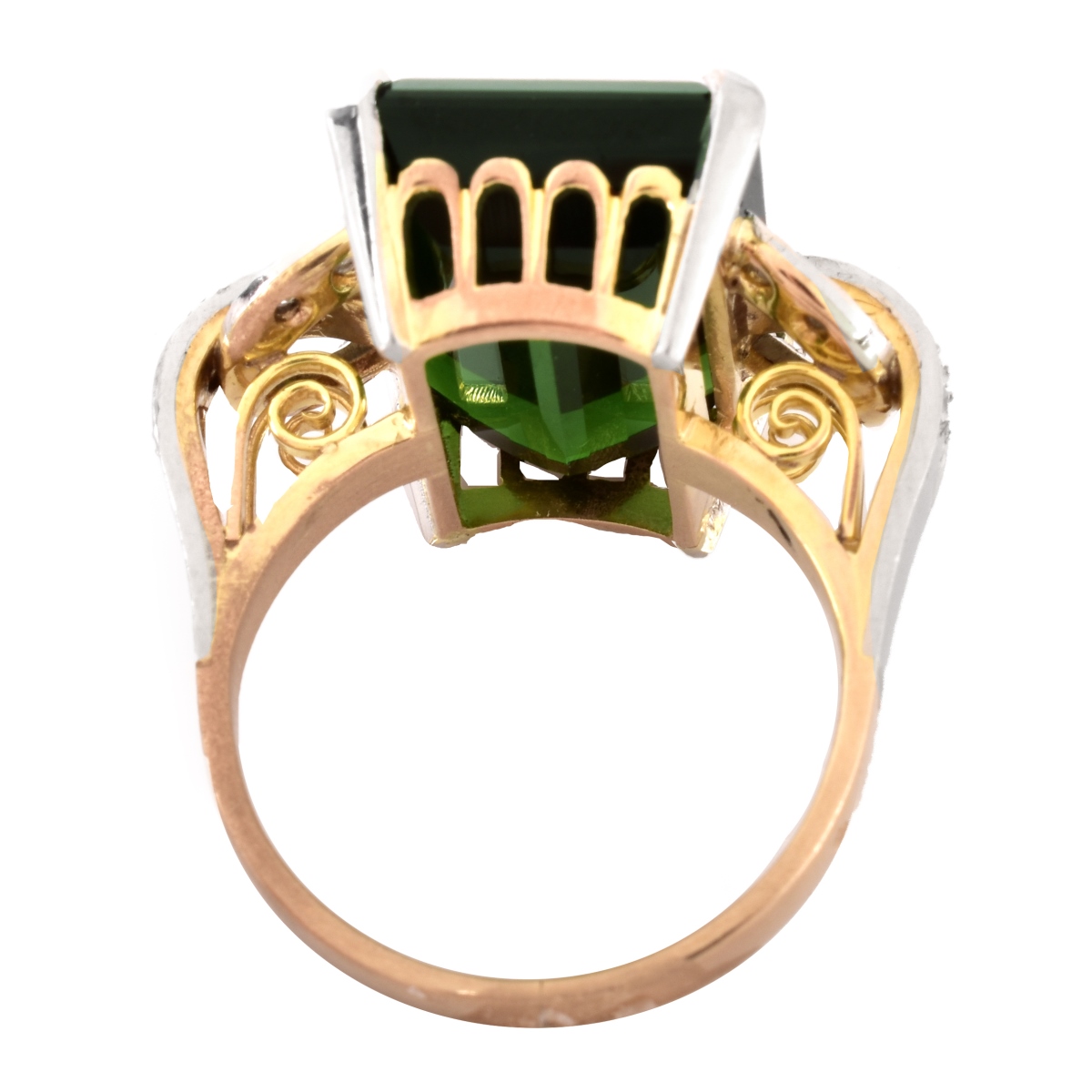 French Tourmaline, Diamond and 18K Gold Ring