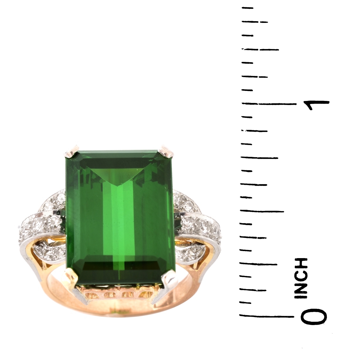 French Tourmaline, Diamond and 18K Gold Ring