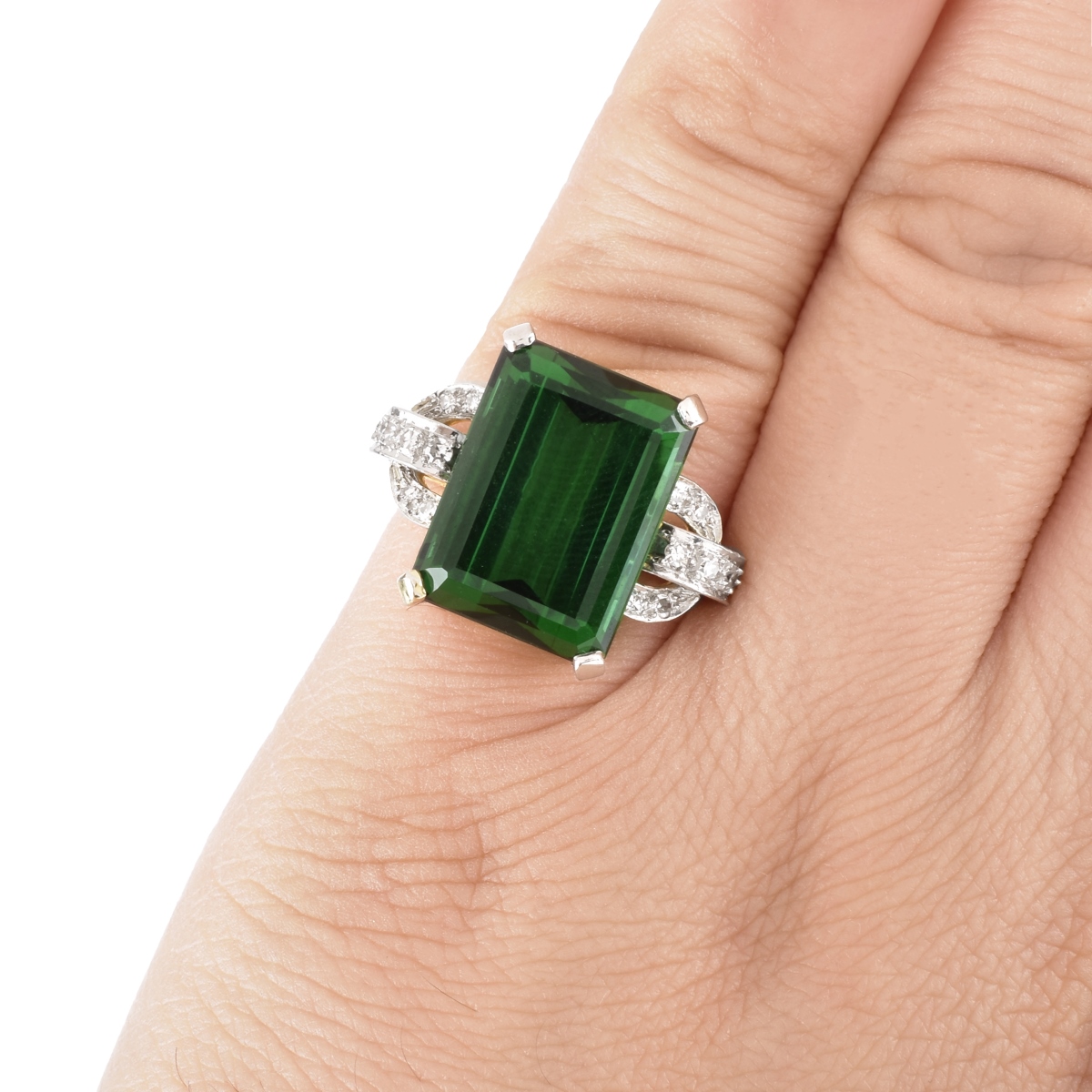 French Tourmaline, Diamond and 18K Gold Ring