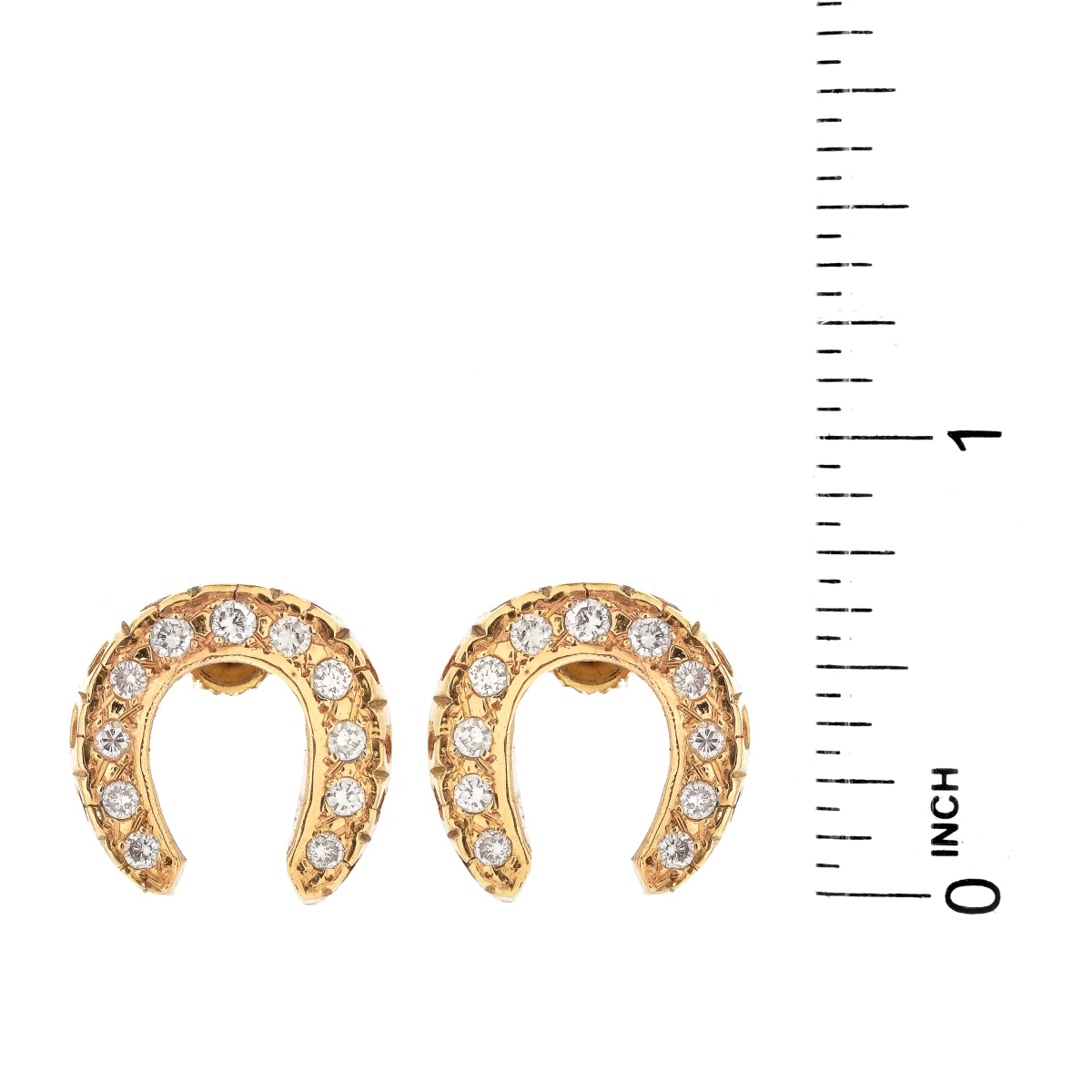 Diamond and 14K Gold Horseshoe Earrings
