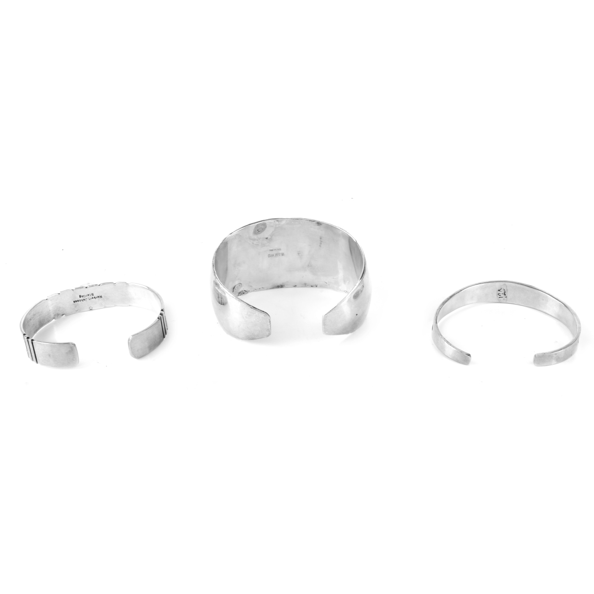 Three (3) Vintage Sterling Silver Cuff Bangles