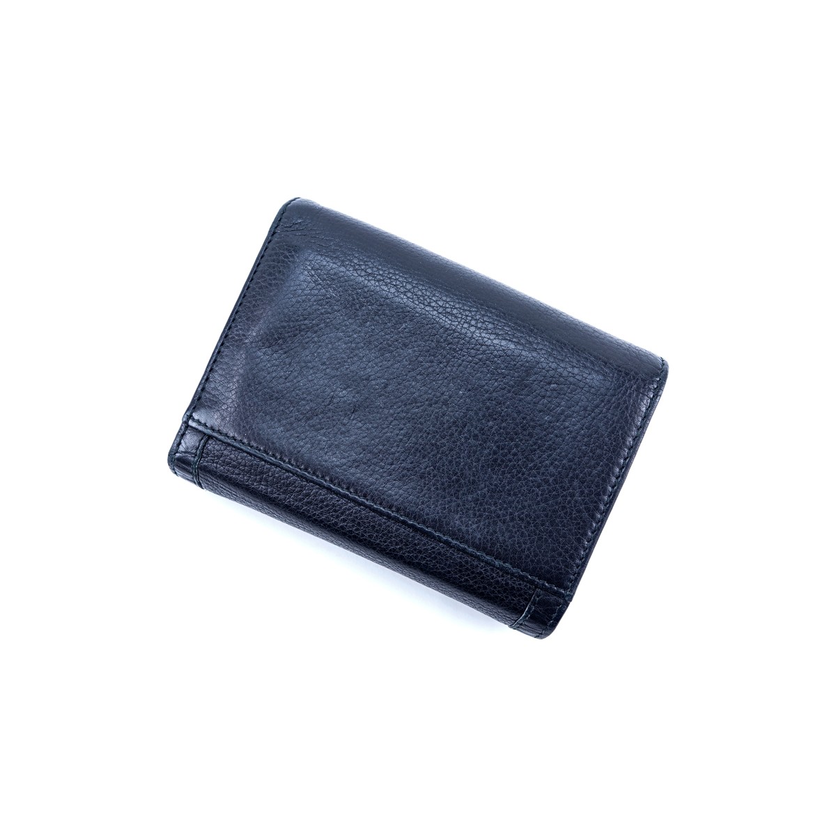 Gucci Black Grained Leather Bamboo Trifold Wallet