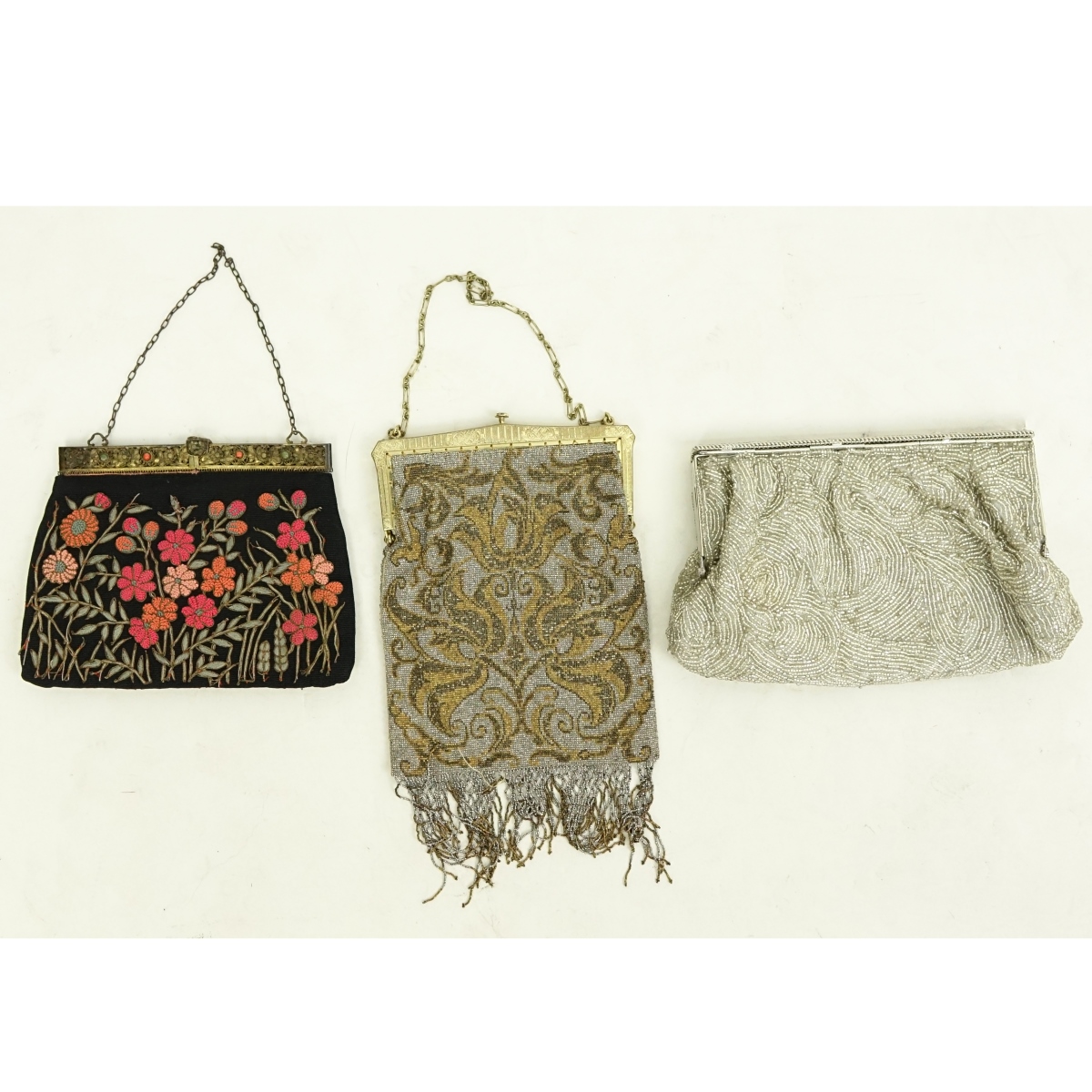 Lot of 3 Vintage Beaded & Embroidered Evening Bags