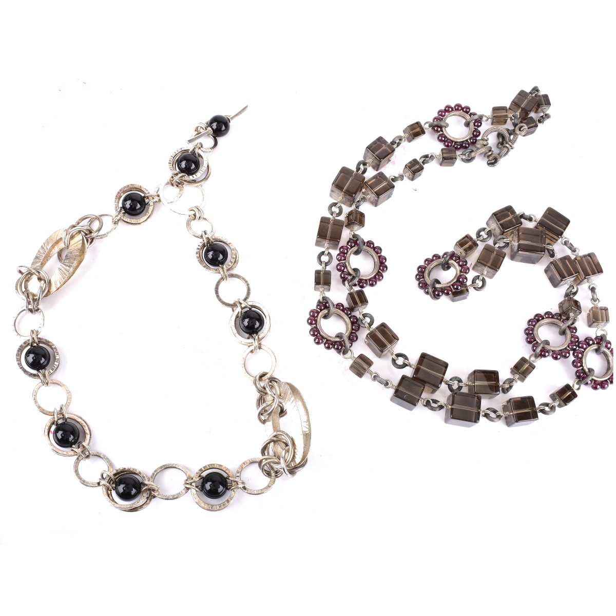 Two Silver Bead Necklaces
