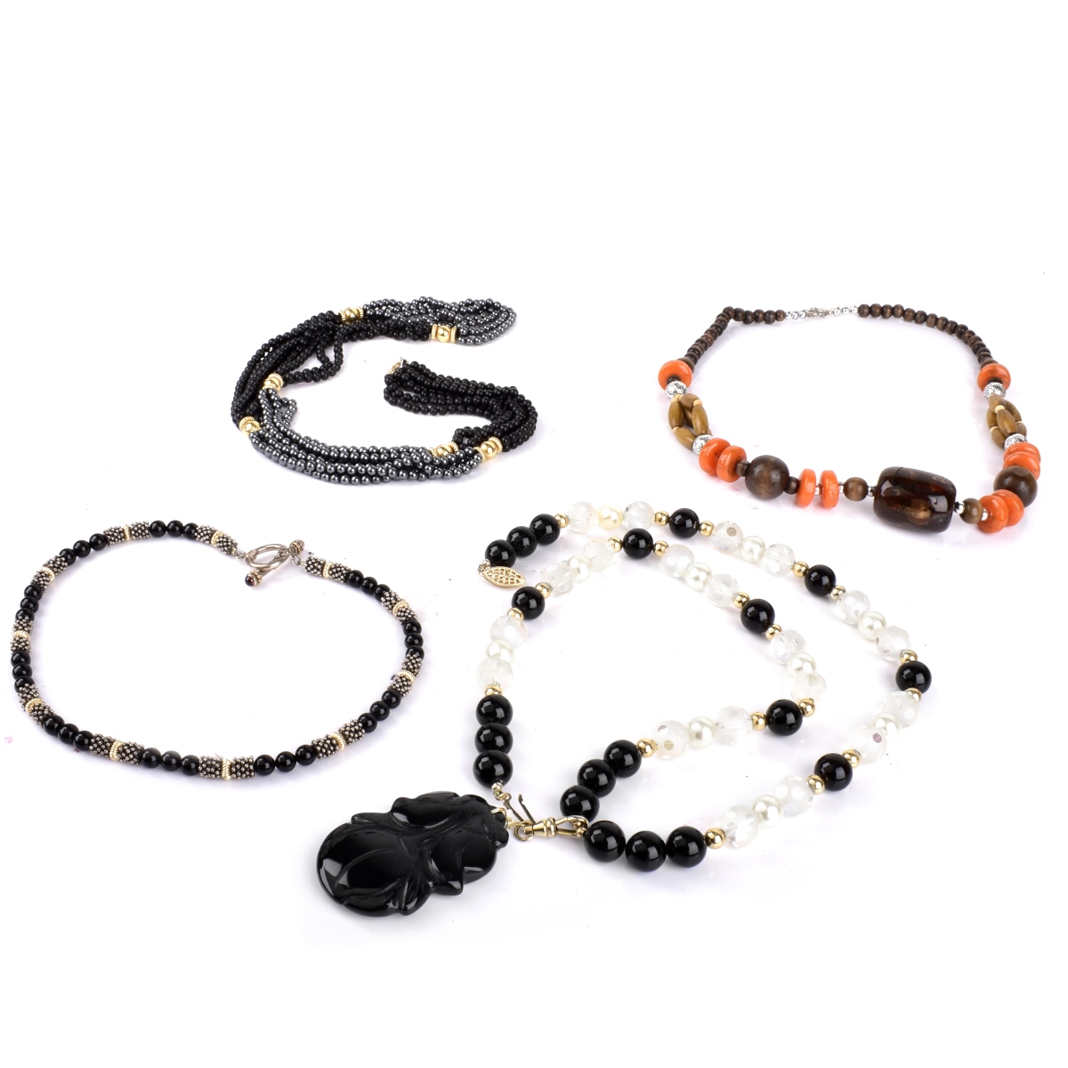 Four Vintage Mixed Bead Necklaces
