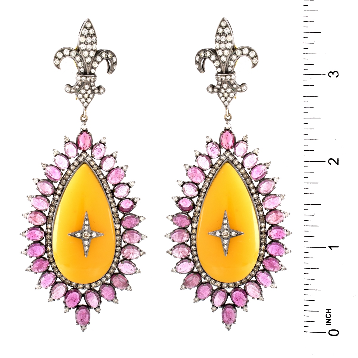 Antique Diamond, Ruby and 18K Gold Earrings