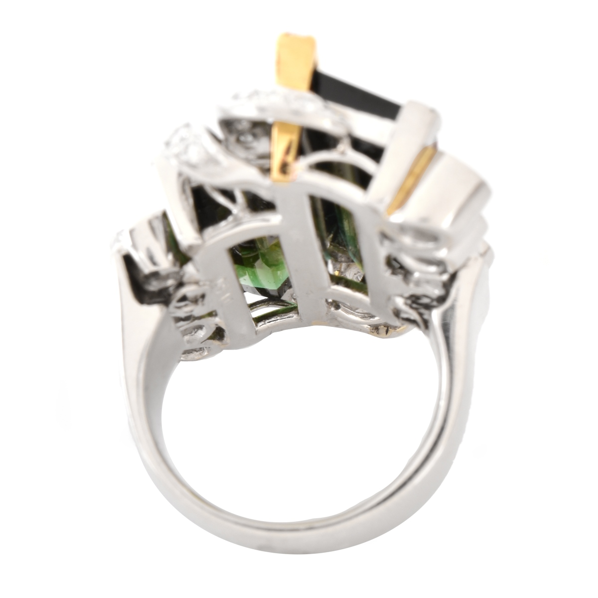 Tourmaline, Diamond and Platinum Ring