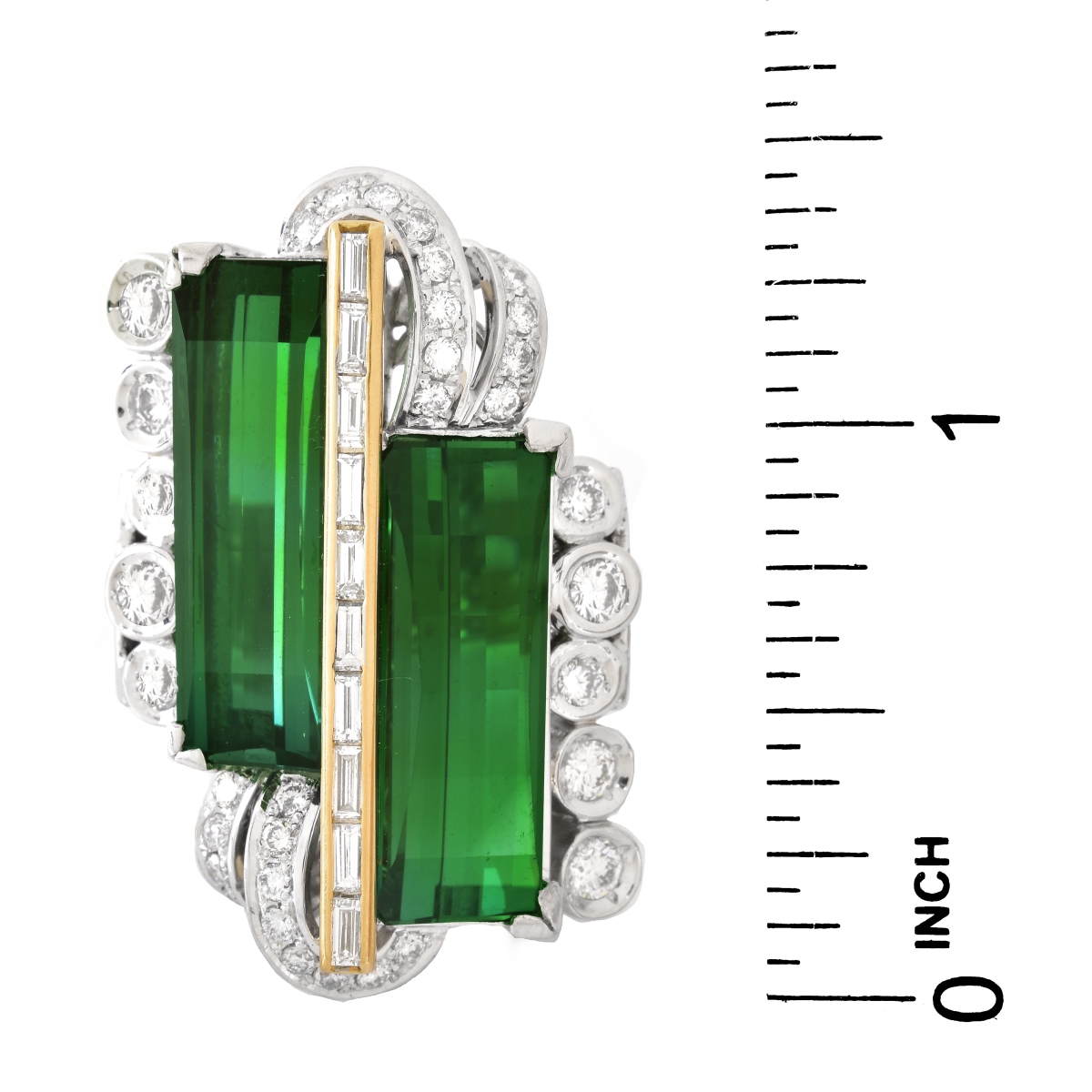 Tourmaline, Diamond and Platinum Ring