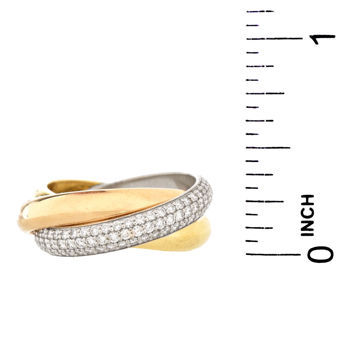 Cartier Diamond Trinity Tri-Color Gold Band Ring