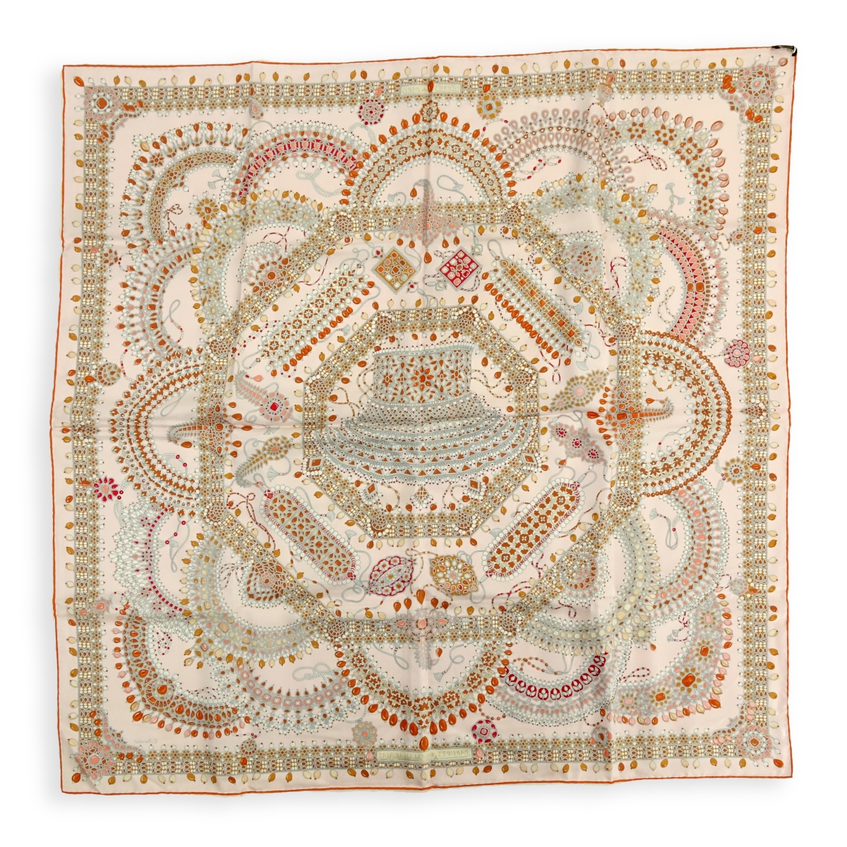 Hermes Pink Paruresde Maharajas Twill Silk Scarf