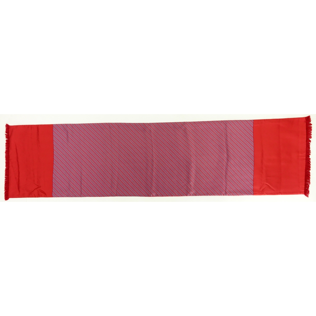 Hermes Red/Blue Silk and Angora Winter Scarf
