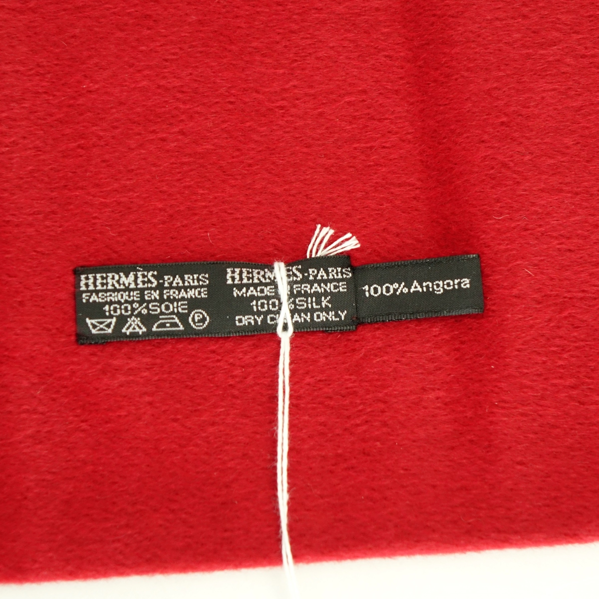 Hermes Red/Blue Silk and Angora Winter Scarf