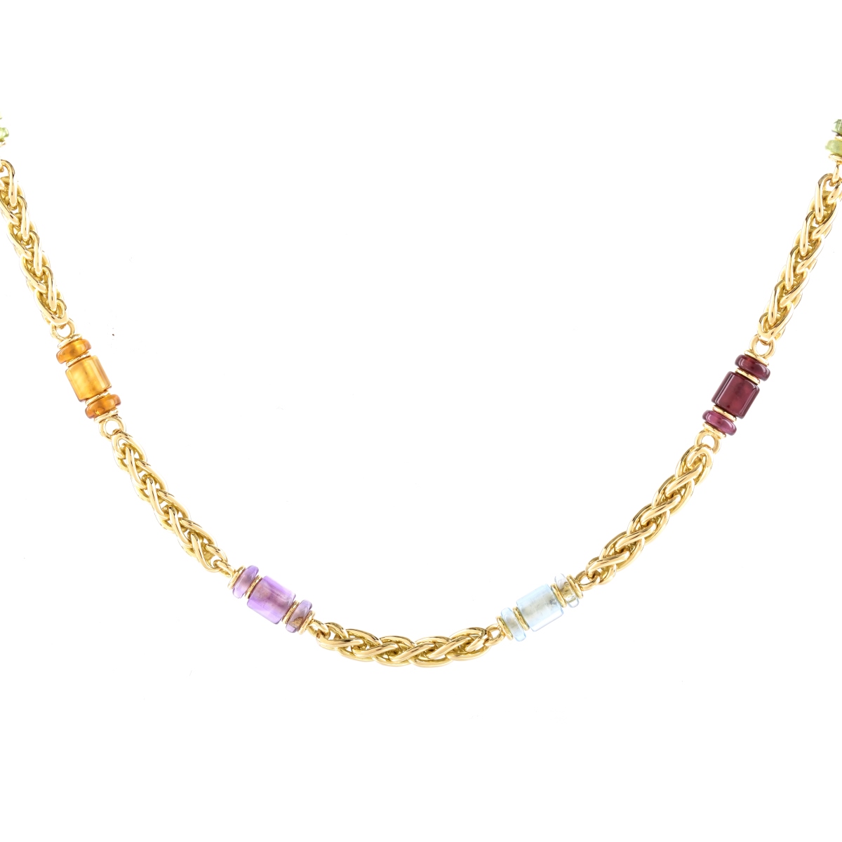Bulgari 18K Gold Multi Gemstone Necklace