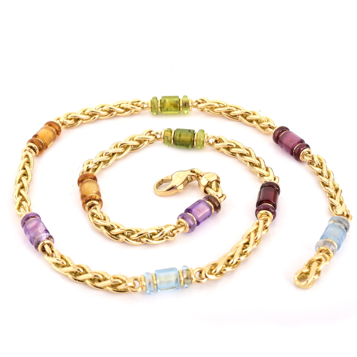 Bulgari 18K Gold Multi Gemstone Necklace