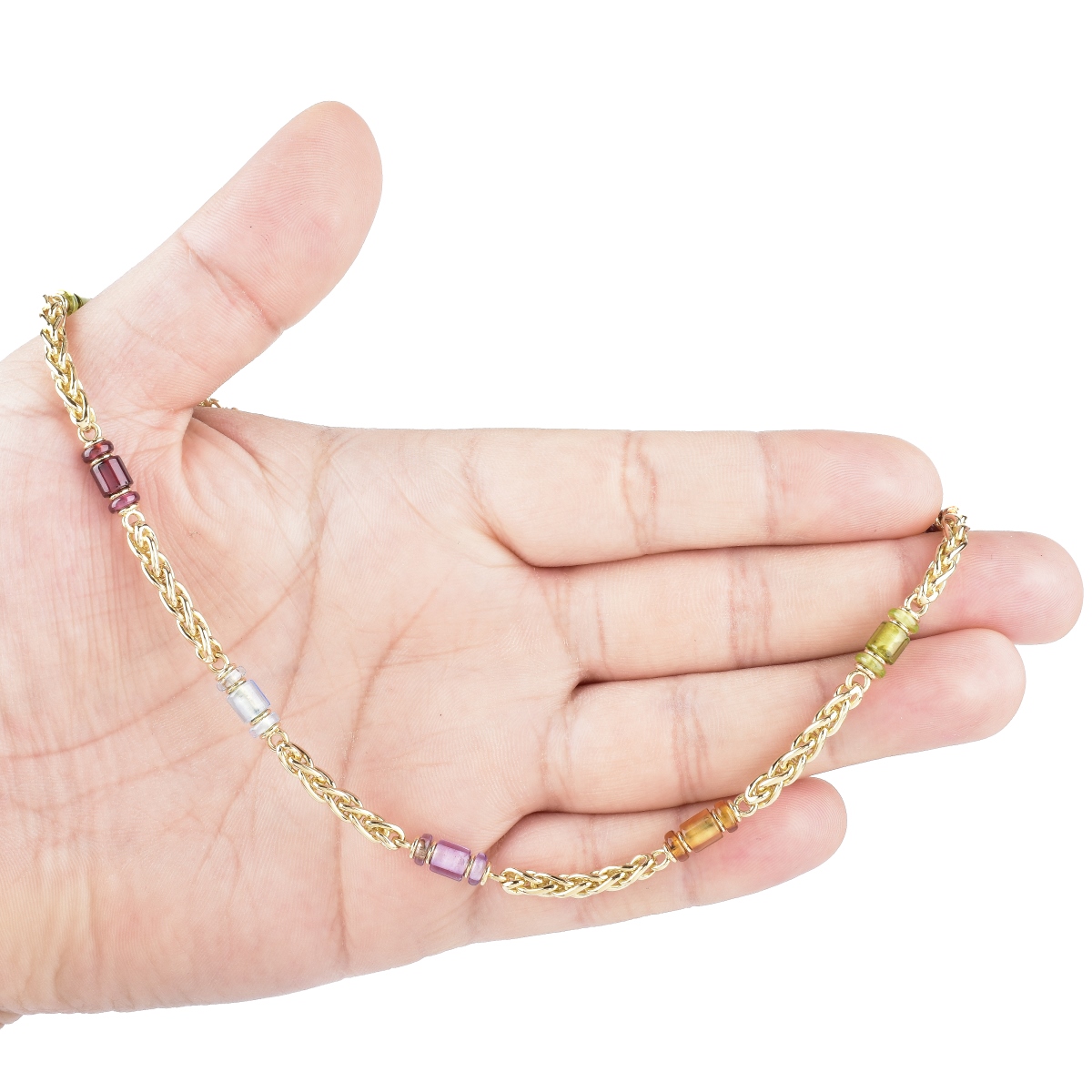 Bulgari 18K Gold Multi Gemstone Necklace