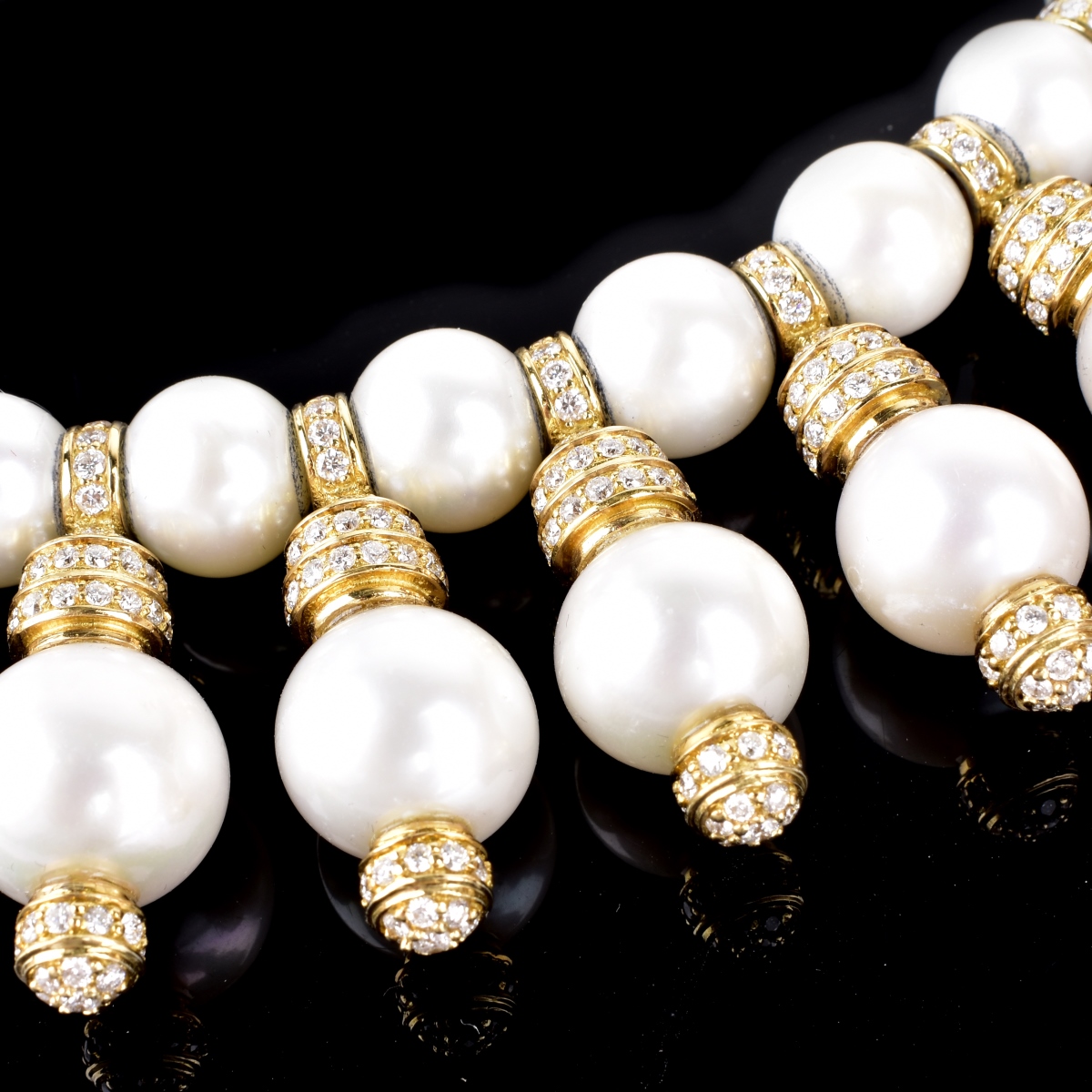 25.0ct TW Diamond, Pearl and 18K Gold Necklace