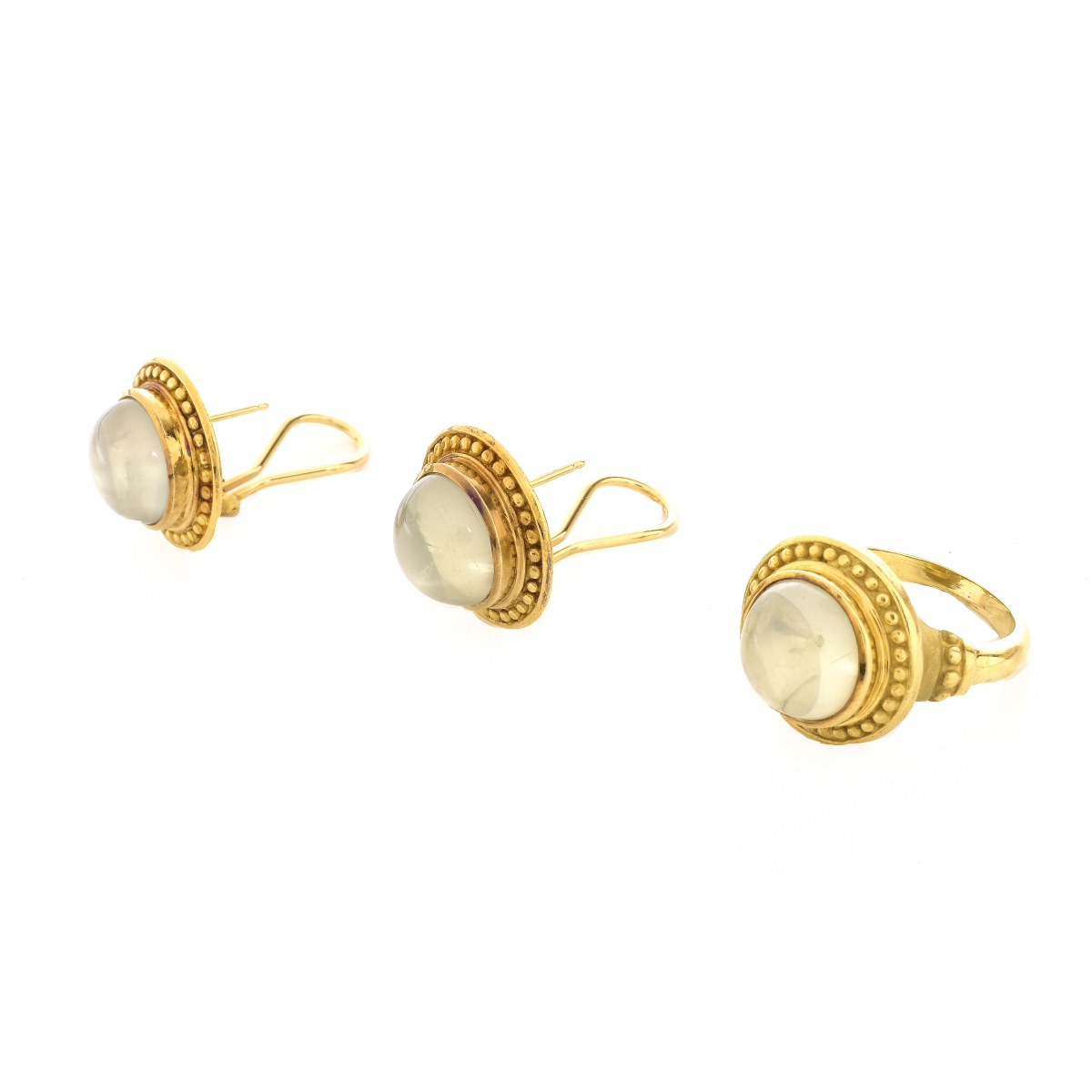 Cabochon Moonstone and 18K Gold Suite
