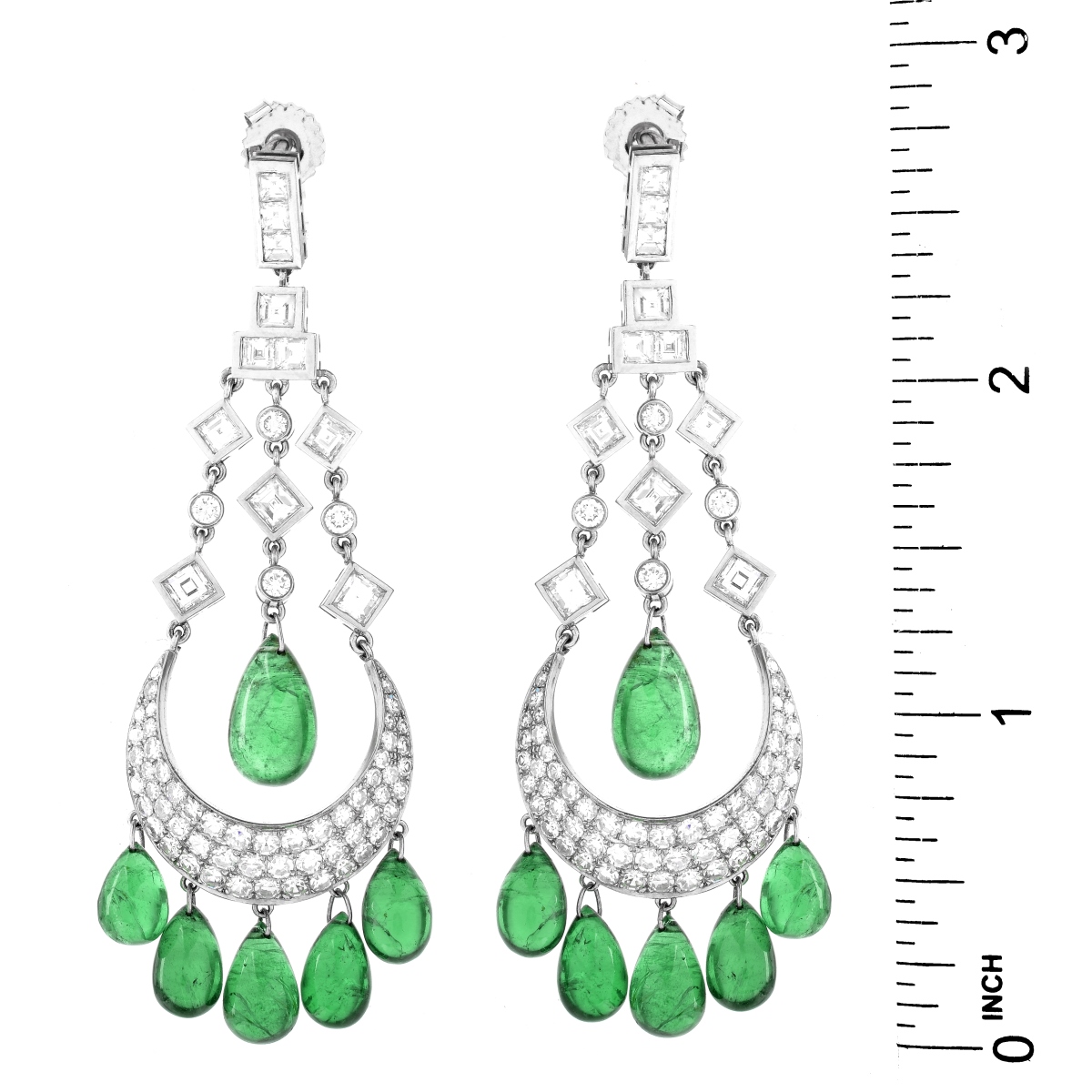 Emerald, Diamond and Platinum Earrings