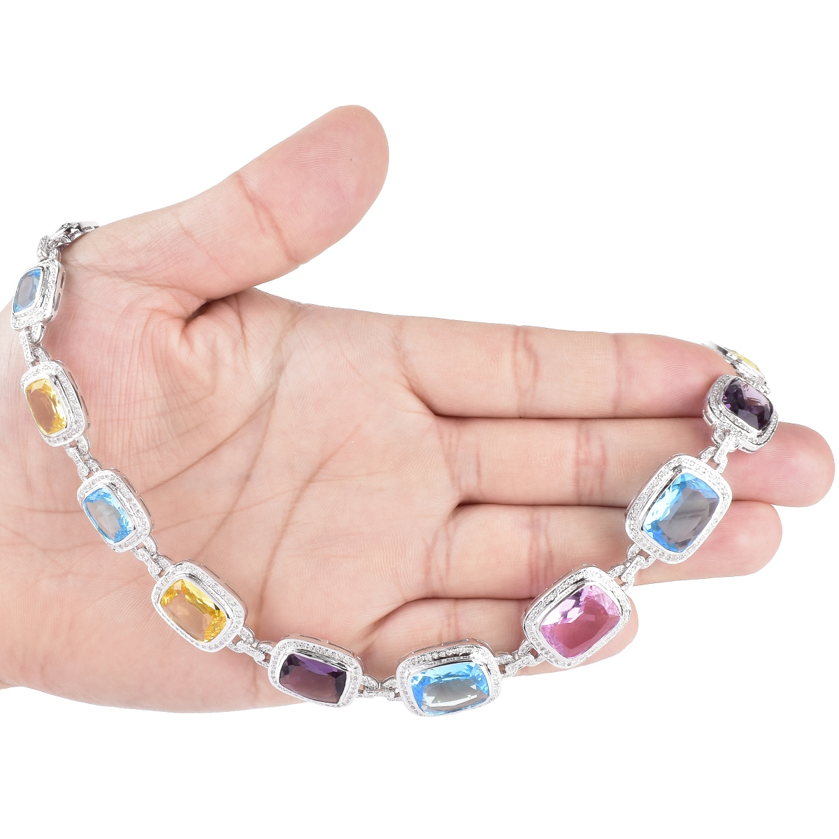 Diamond, Multi Gemstone and 14K Gold Necklace