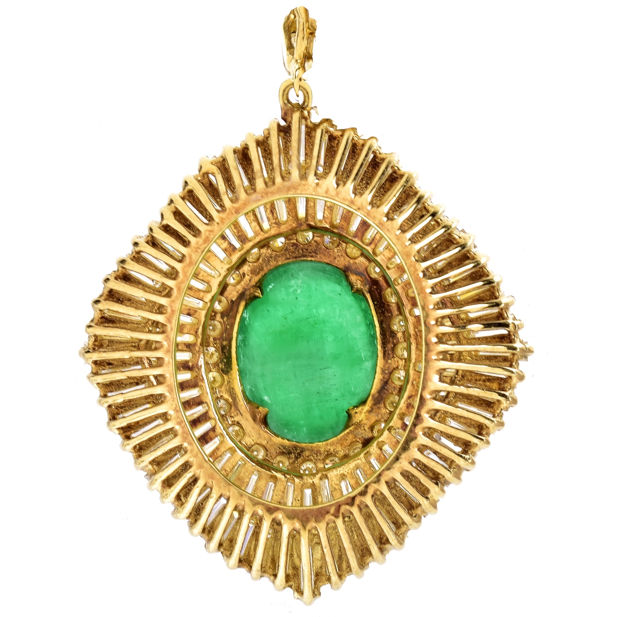 Emerald, Diamond and 18K Gold Pendant