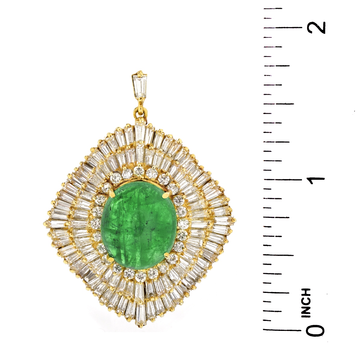 Emerald, Diamond and 18K Gold Pendant