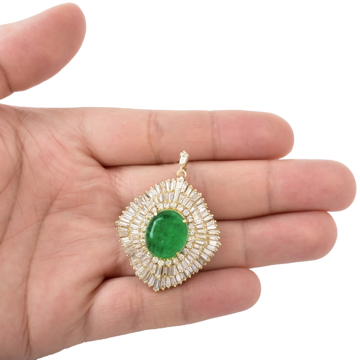 Emerald, Diamond and 18K Gold Pendant