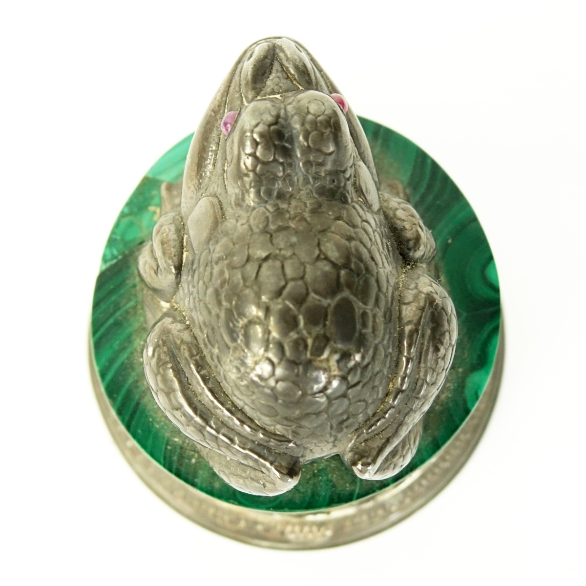 Faberge 88 Russian Silver and Malachite Frog