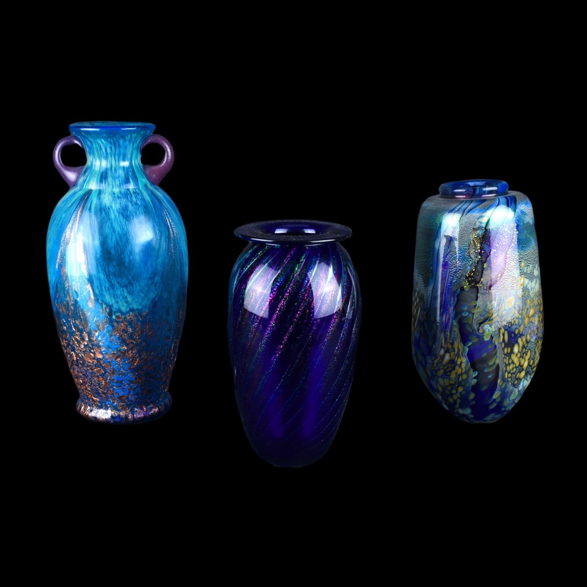 Three Art Glass Vases