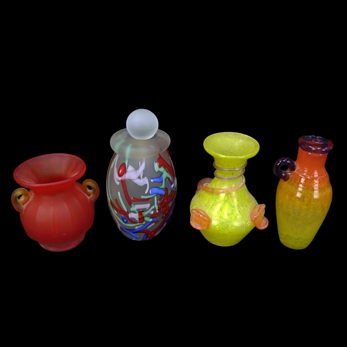 Four (4) Vintage Murano Art Glass Miniature Vases