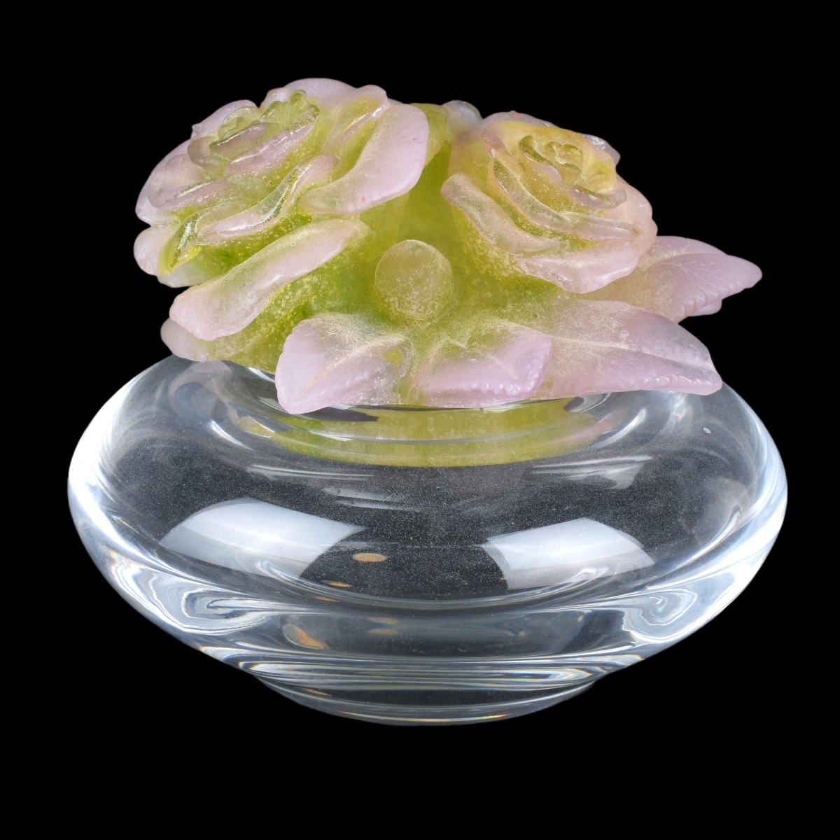 Daum Crystal and Pate De Verre "Rose" Box