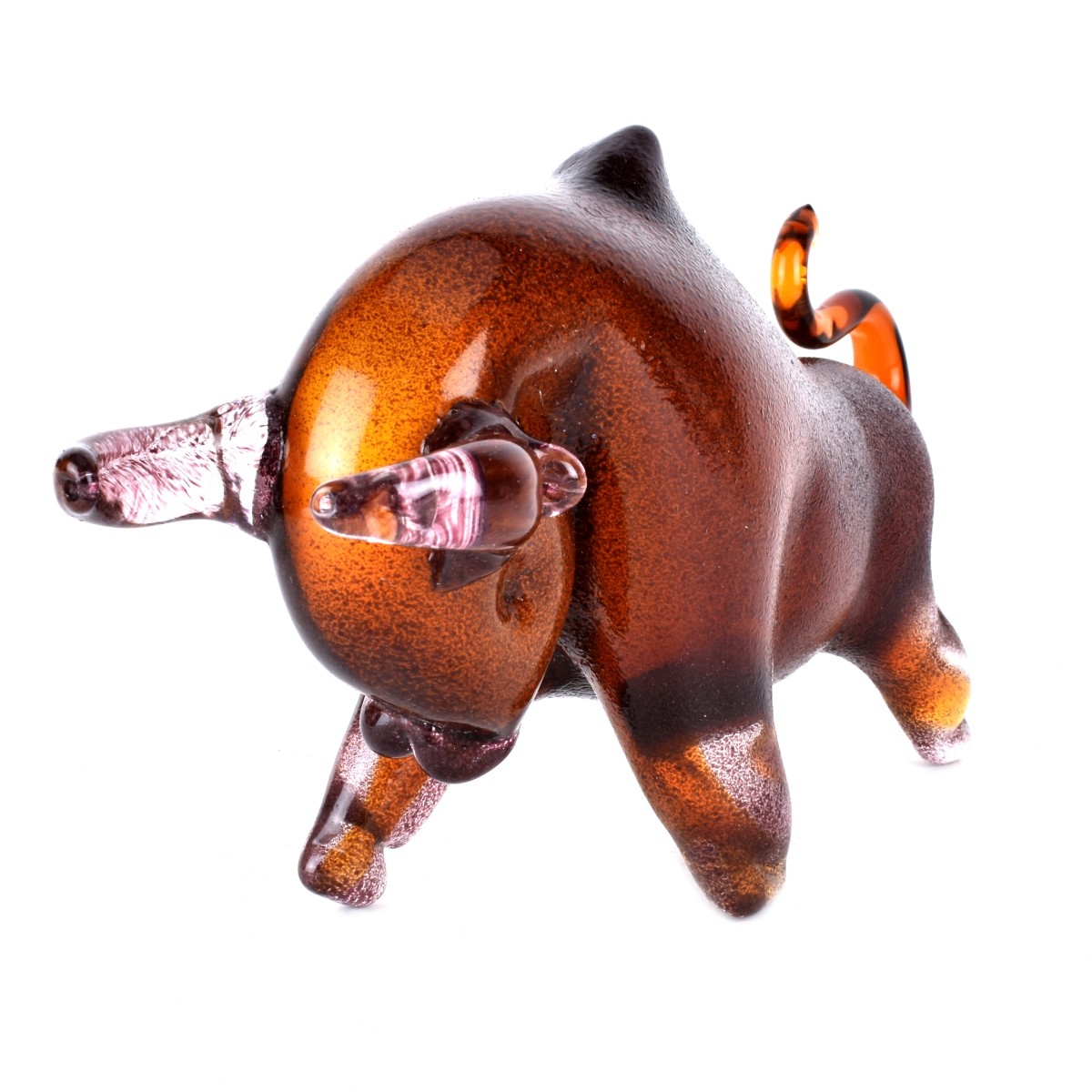 Collection of 3 Contemporary Art Glass Bull Figure