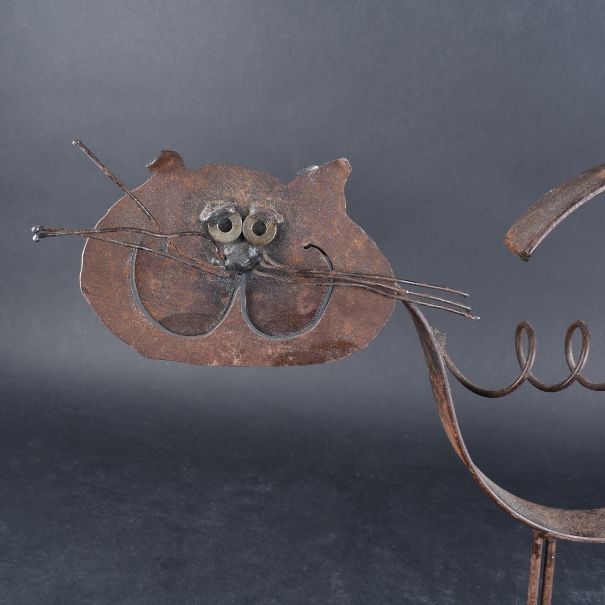 Vincent Magni Style Modern Metal Cat Sculpture