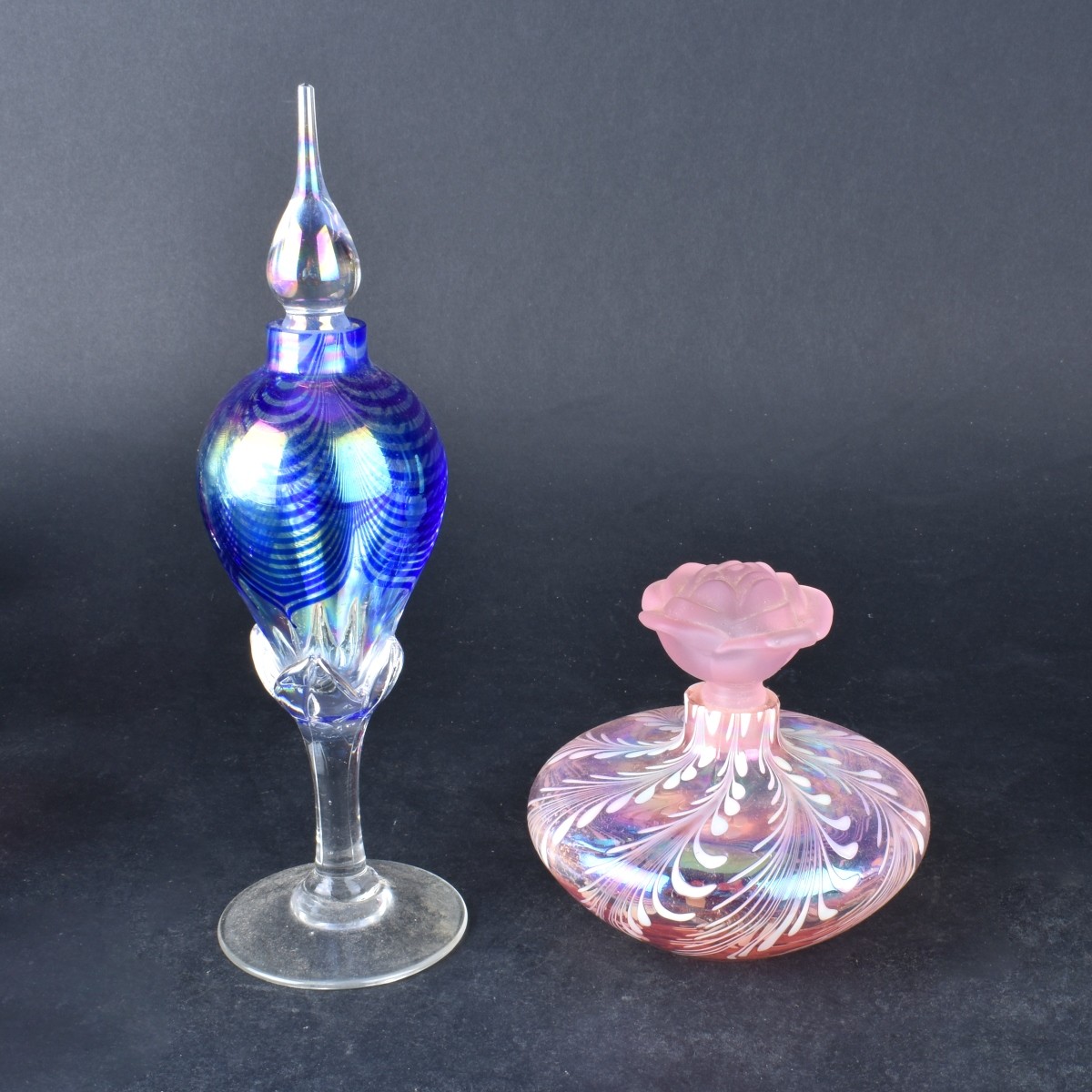 Eleven (11) Art Glass Perfume Bottles