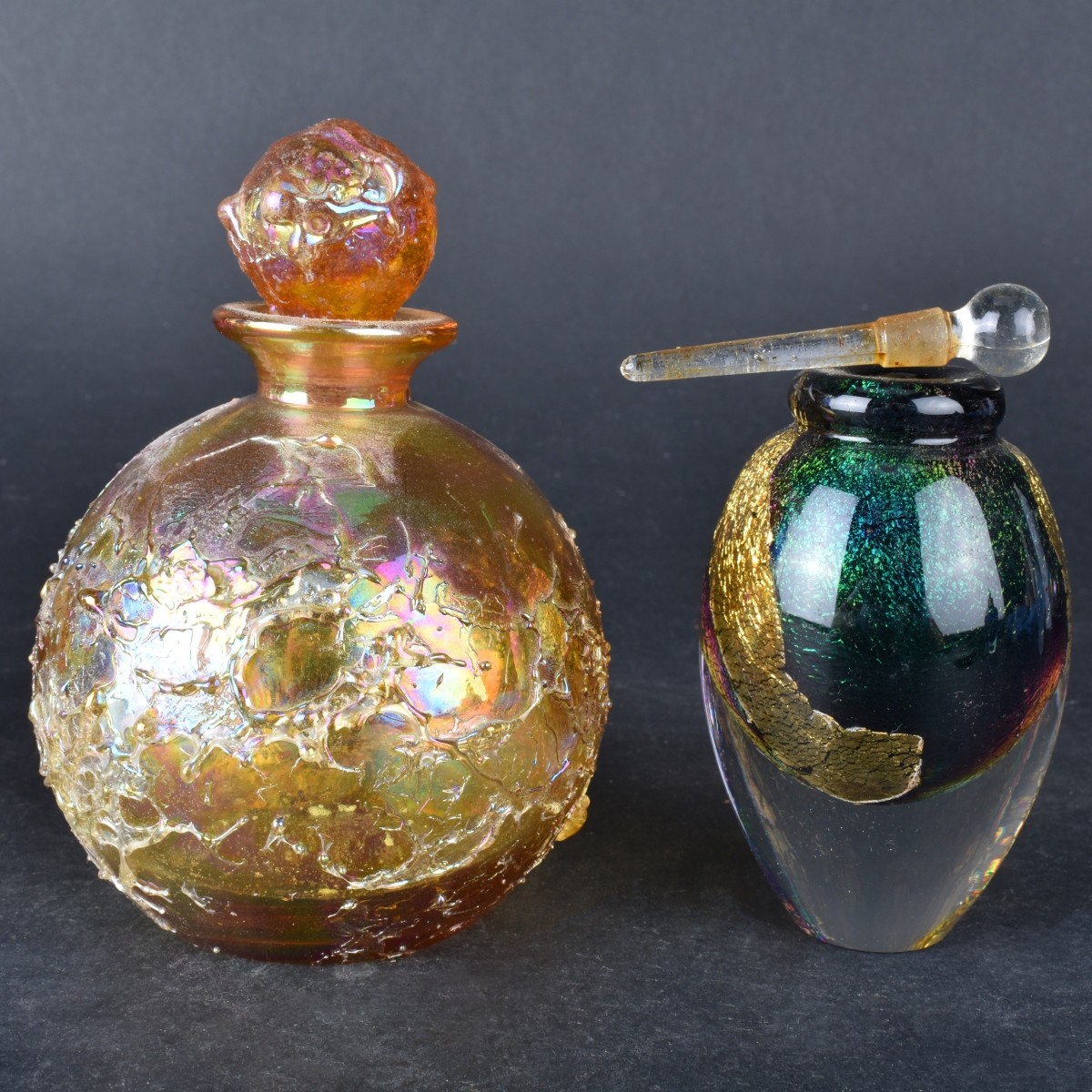 Eleven (11) Art Glass Perfume Bottles